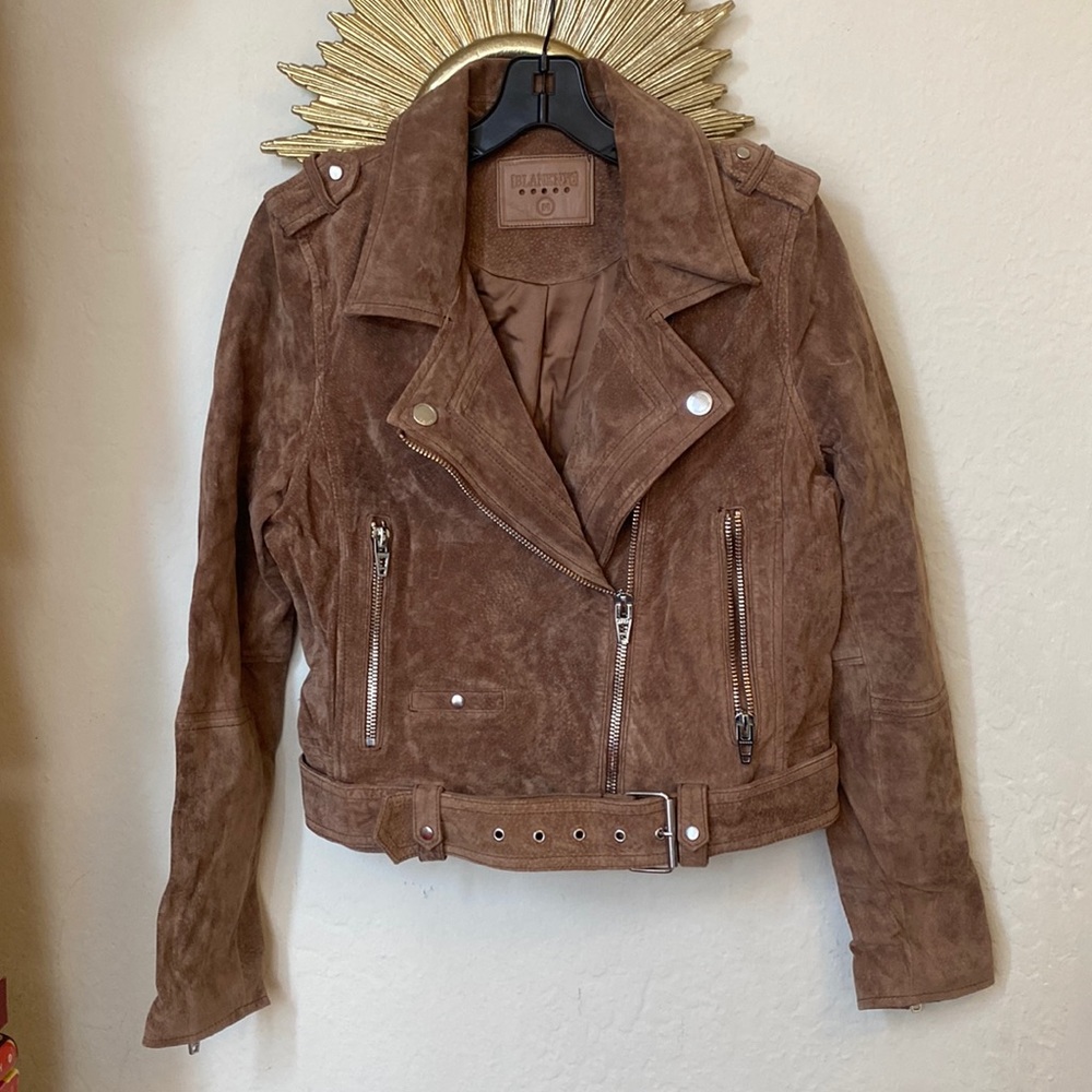 Blank NYC Fitted Suede Biker Jacket size Medium Coffee Bean